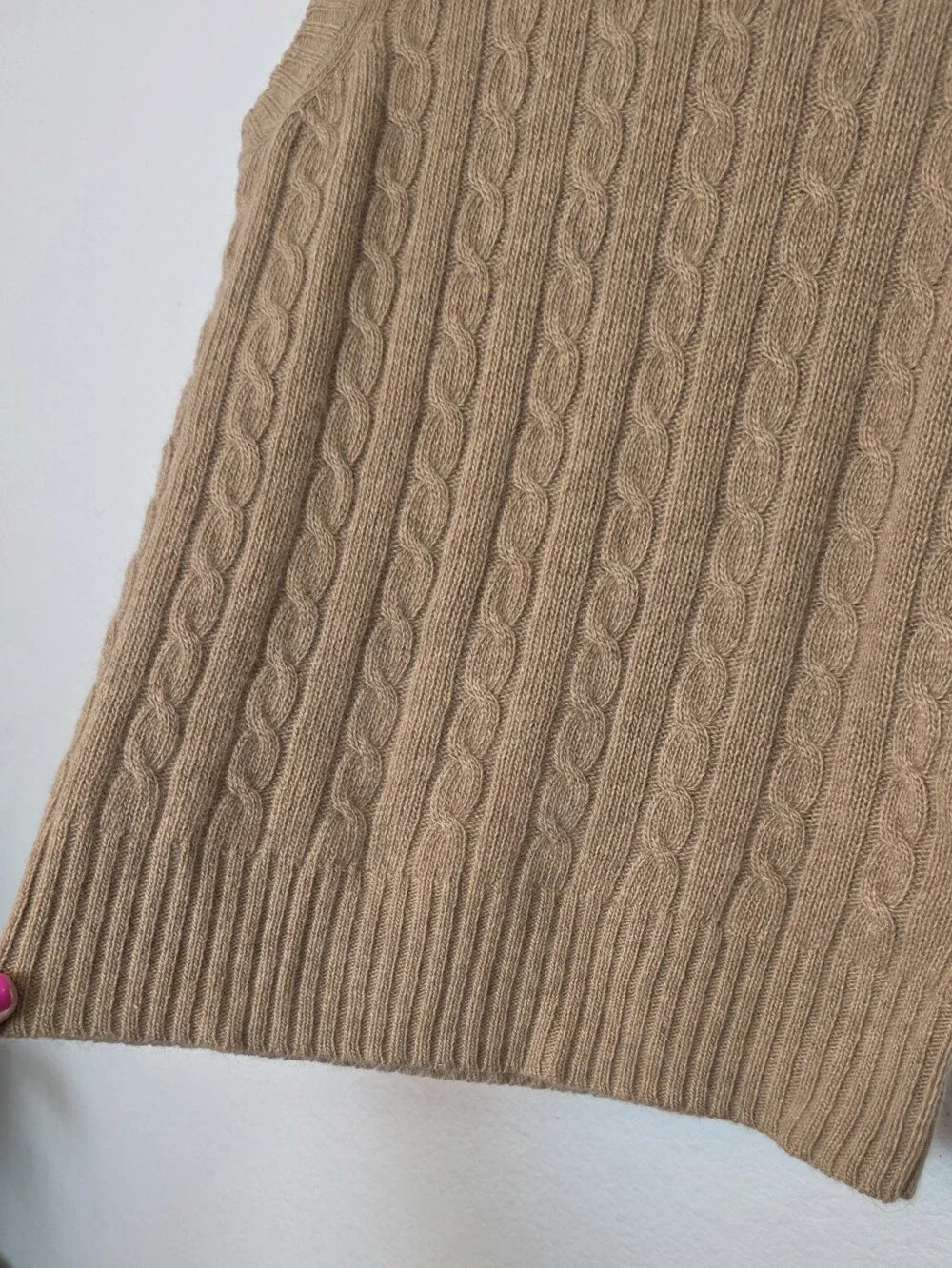 J CREW Wool Angora Cashmere Cable Knit Sweater Vest Tan Vintage Academia Size XS